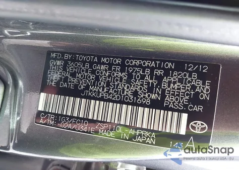 2013 Scion Xd from USA, damaged, VIN JTKKUPB42D1031698